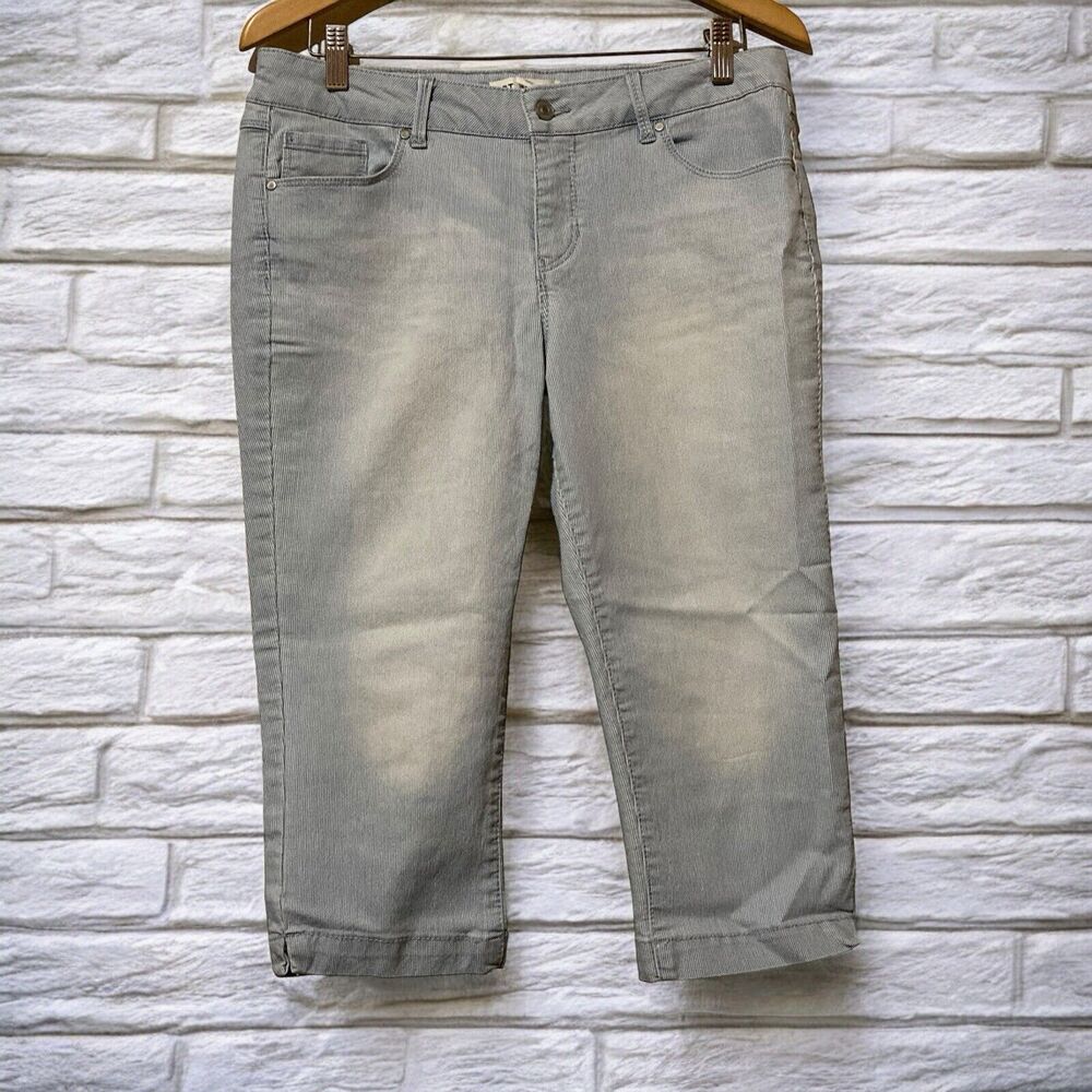 Artisan NY Capri‎ Pants Women Size 10 Blue White Striped Cropped Jeans